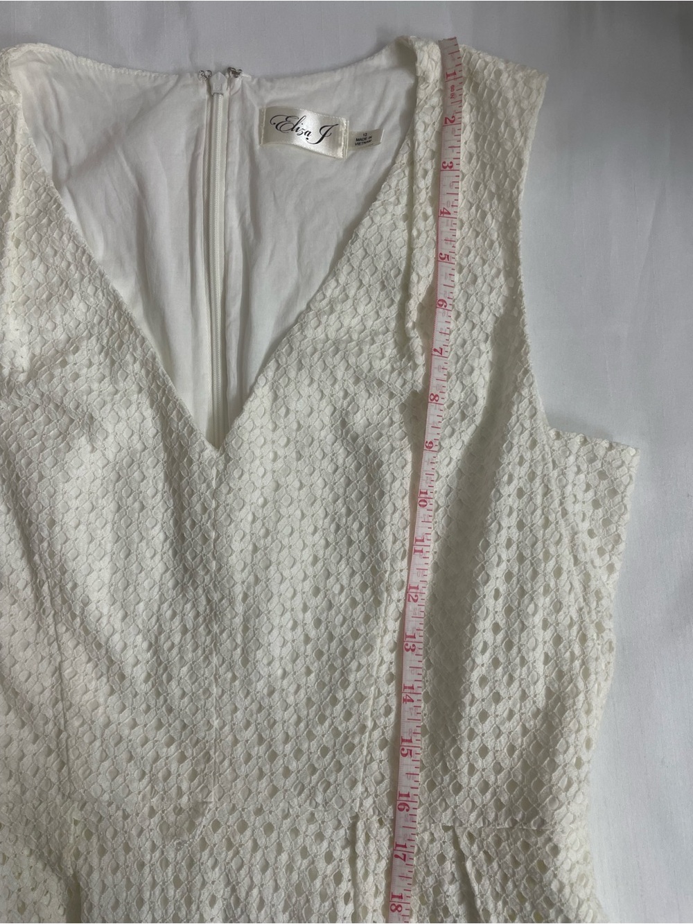 Eliza J Women’s Cream Eyelet V-Neck Midi Dress Size 12 - Picture 12 of 16